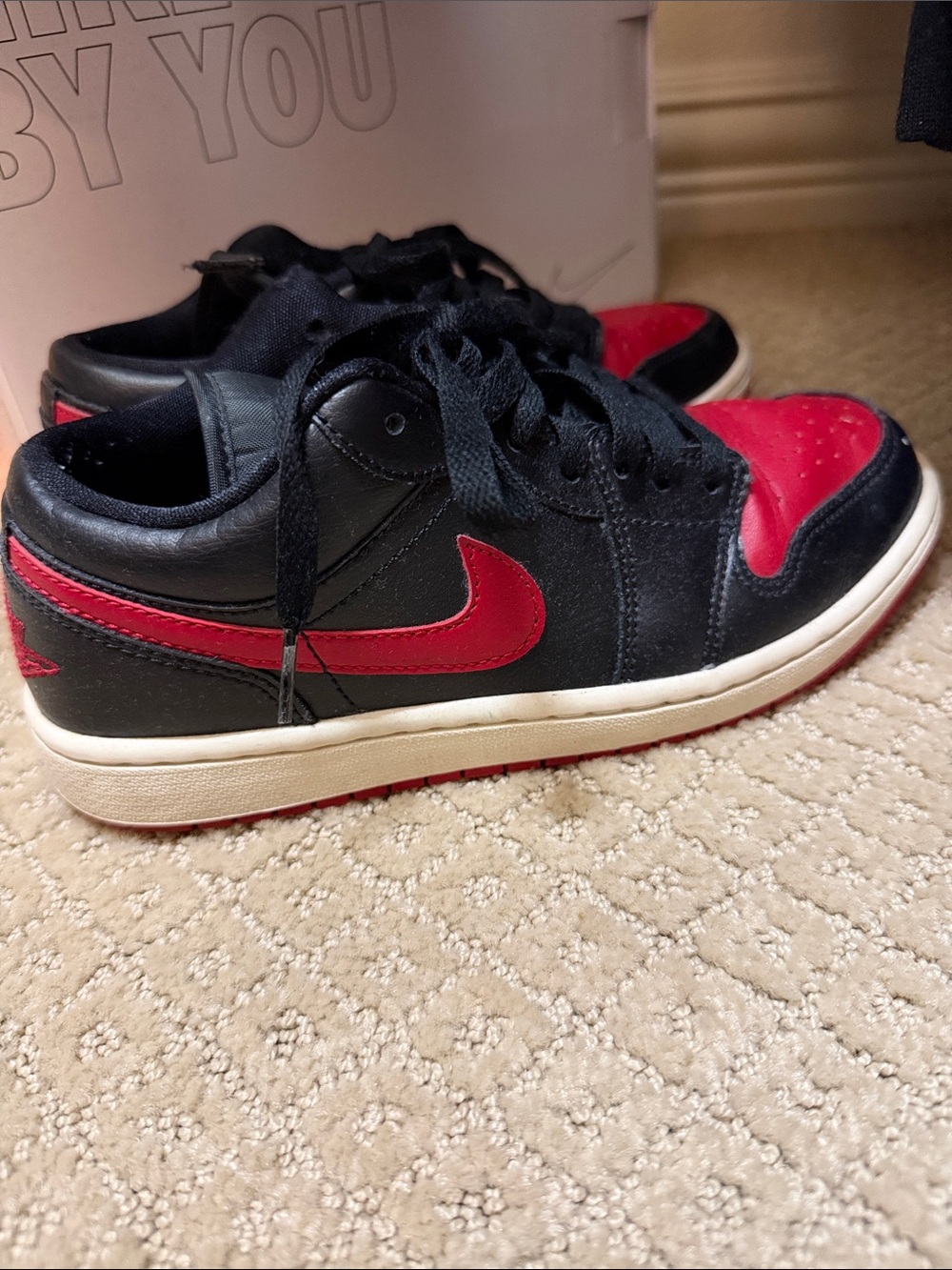 Jordan Low-Top Sneakers in Black and Red
